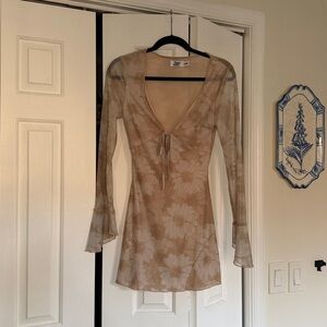 Tiger Mist Beige Floral Long Sleeve Dress